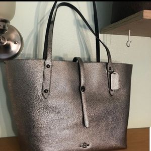 Coach Metallic Pewter Market Tote